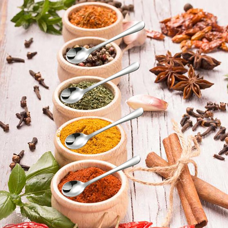 6 PCS Tiny Stainless Steel Spoons for Spices Jars, [Upgraded