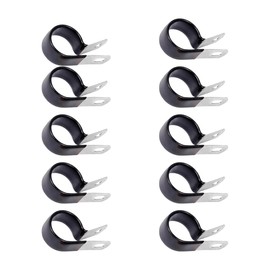 ZIMISI 10PCS 3/16" Brake Line Clip Set, Rubber Cushioned Insulated Tube Galvanized Steel Clamps, Vinyl Coated Cable Clamp Tube Holder, Metal Pipe Clamp Tools for Wire Cord Installation (5MM)
