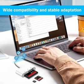 SD Card Reader Memory Card Reader High Speed USB 2-in-1 Memory Card Reader Adapter Camera Card Viewer with SD & TF Card Slots, Plug & Play