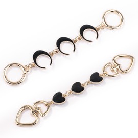 Purse Chain Strap, Purse Strap Extender Bag Chain Strap Handbags Accessories Bag Charms (Black Heart and Moon)