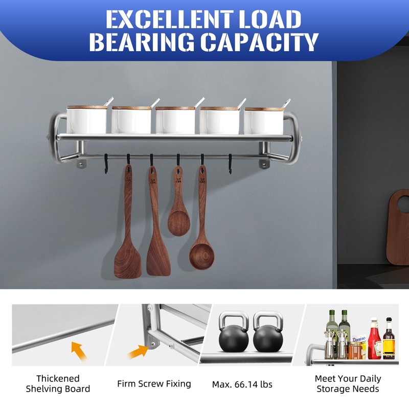 LIAPDG Microwave Shelf Wall Mount, Stainless Steel Microwave Shelf Wall