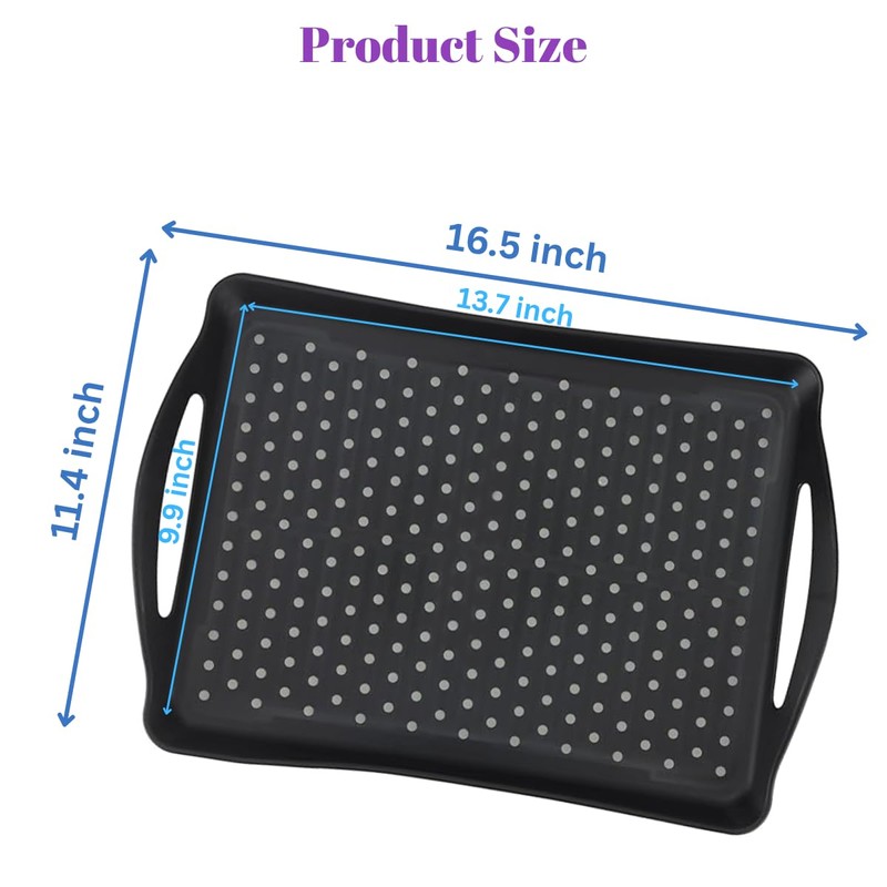 Non Slip Serving Tray with Handles, Food-Safe Platters for Snack