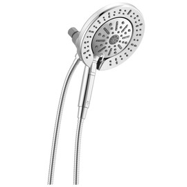 Delta Faucet 6-Setting In2ition 2-in-1 Dual Shower Head with ProClean Spray, Chrome Round Shower Head with Hose, Hand Held Shower Head, Chrome 75655