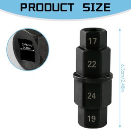 Lotsdonxia Tire Hex Shaft, Recessed Quad Sleeve, 4-in-1 Steel Front Wheel Spindle Removal 17mm, 19mm, 22mm, 24mm Repair Tool for Motorcycles (Black)