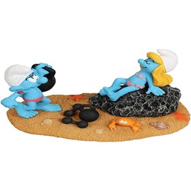 Smurfs AquaDella Aqua Della Smurfette and Stark, 16.2 x 9.6 x 9.3 cm, Highly Detailed and Made of Polyester Resin, Non-Toxic and pH Neutral, for Freshwater and Saltwater Aquariums