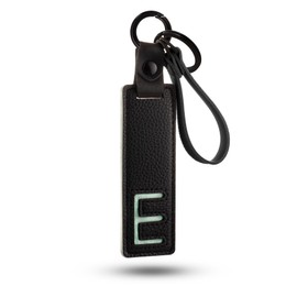 XGALBLA Initial PU Leather Letter E Keychains for Women, Two-tone Splicing Key Tag Bag Charms Key Holder Lanyard Strap for Key Purse Luggage Handbags Backpacks(Black and Green)