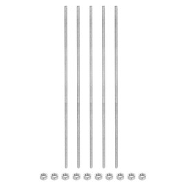 sourcing map 5Pack M4 x 100mm Fully Threaded Rod with 10 Pack Hex Nuts, 1.25mm Thread Pitch 304 Stainless Steel Right Hand Threaded Rods Bar Studs