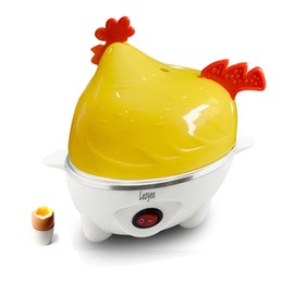 Leoyee Eierkocher，Nettes kleines Huhn Elektrischer Eierkocher Egg Cooker für 1-7 Eierkapazität Frühstücksmaschine mit automatischer Abschaltfunktion (GelbWeiß)