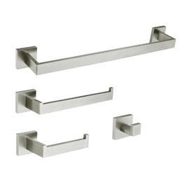 Kingston Brass BAHK602478BN Lasdun 4-Piece Bathroom Accessory Set, Brushed Nickel Towel-Bars