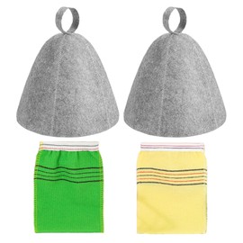 Pack of 2 Grey Sauna Hat, 2 Pieces Sauna Bath Towel, Absorbent Felt Cloths, Sauna Hat, Reusable Shower Cap, Universal for Men and Women, Simple Hair Care Cap