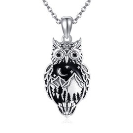 VENACOLY Owl Necklace 925 Sterling Silver Owl Pendant Owl Jewellery for Women, Sterling Silver, No Gemstone