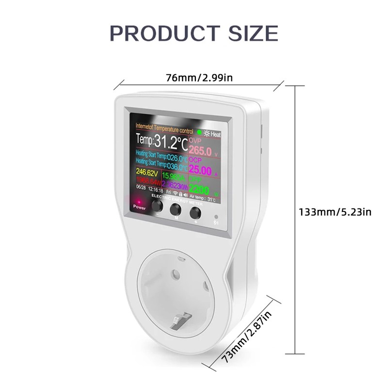 Smart Backlit Digital Temperature Controller LCD Screen APP Control Auto