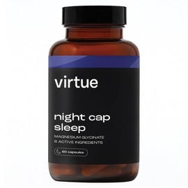 Virtue Night Cap Sleep | Magnesium Glycinate Sleep Aid with 6 Active Ingredients | Magnesium & L-Theanine Sleep Supplement | 60 Vegan Capsules