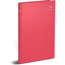 2025 A6 Week to View Diary, Hardback Cover with Ribbon Marker, Full Year Planner (Watermelon Pink)