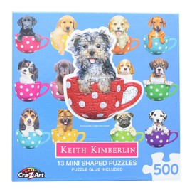 Lafayette Puzzle Factory Pups in Cups 1 : A Collection of 13 Mini Shaped Puzzles Totaling 500 Color Coded Pieces Exclusive Keith Kimberlin Editions,Multi-Colored,SG_B07B1GLTWW_US