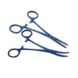 2 Pcs Pet Groomer Dog/Cat Hemostat Forceps 5.5" Hair Puller with STR + CRV Serrated Tips Ear Care Multipurpose Ratchet Locking Clamps Made of Stainless Steel Helps in Cleaning Nose Furs, Paws Blue