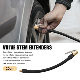 X AUTOHAUX 20cm 8" Flexible Air Tire Valve Extension Adaptor Motorcycle Auto Car Tire Stem Extender Quick Clamp Fittings