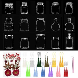 98 Pcs Dried Flower Bookmarks Set, Transparent Pressed Flowers DIY Bookmark Making Kit, Clear Bookmarks Botanical Specimen Book Marks Floral Bookmarks Flower Page Clips for DIY Crafts