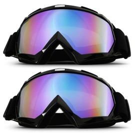 GGBuy Motorcycle Goggles ATV Dirt Bike Anti Scratch Motocross UV400 Protect Bendable Eyewear Off Road Dust proof Anti Fog Riding Goggles with Adjustable Strap &Color Lens