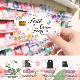 Rngmsi Credit Debit Card Skin - 4 Pcs Floral Bible Verse Debit Card Stickers Waterproof Decal Cover Set for DIY Key Transportation Credit Cards Removable Sticker