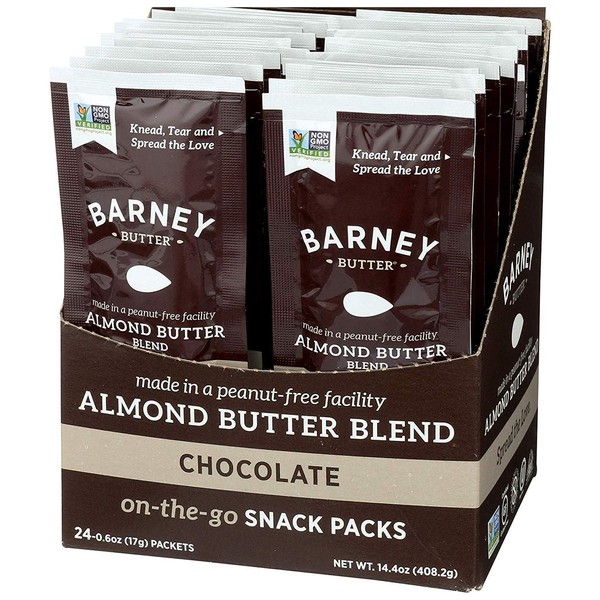 BARNEY Almond Butter Snack Pack, Chocolate, No Stir, Non-GMO, Skin-Free, Paleo Friendly, KETO, 0.6 Ounce, 24 Count