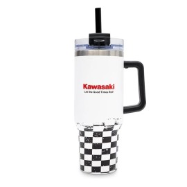 KAWASAKI NEW Kawasaki Checkered 40oz Drinkware Stainless Steel Outer And Inner BPA Free