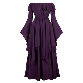 Renaissance Dress - Peasant & Medieval Woman's Costume in Purple (XS)