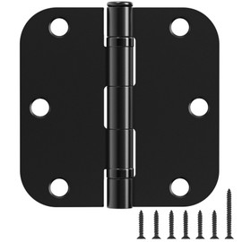 24 Pack Ball Bearing Door Hinges Matte Black 3.5 Inch 5/8"Radius Rounded Squeak Free Interior 3-1/2"Flat Iron Bifold Standard Office Bedroom Indoor for Doors 3 ½" Hardware Home House Decor Essentials