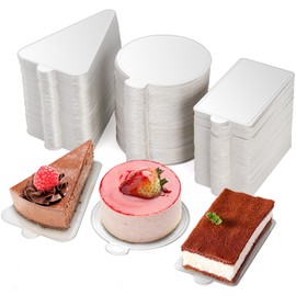 Dicunoy 300 PCS Mini Cake Boards - 3" Silver Mousse Dessert Displays Base Tray, Cupcake Cake Plates for Parties, Wedding, Birthday, Restaurant Buffet, Round, Triangle, Rectangular