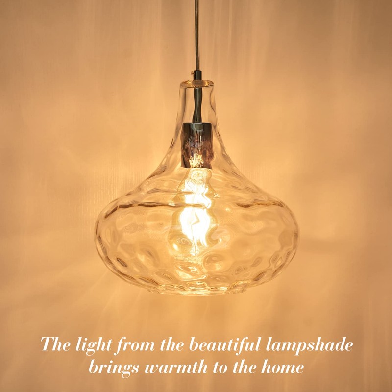 KOKAiZeeKi 1-Light Large Pendant Light Vintage Farmhouse Smoke Gray Glass
