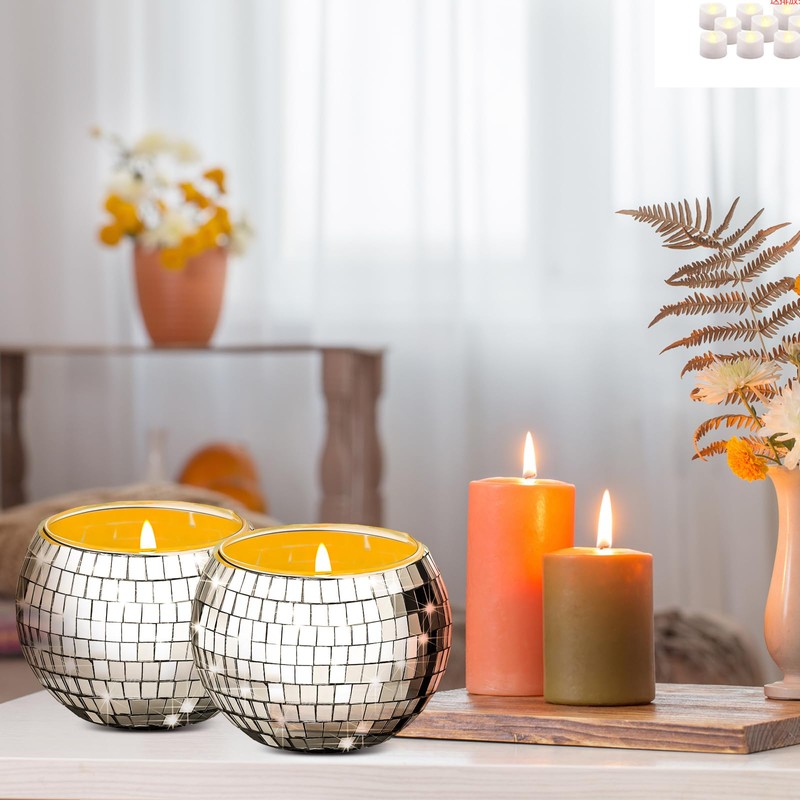 Maxcheck 24 Pcs Disco Ball Candle Holders Bulk Wedding Decoration