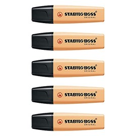STABILO Boss Original Highlighters Pastel Chisel Tip 2-5 mm Sorbet Apricot Pack of 5aa
