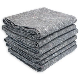 Textile Moving Blankets, Eco-Friendly 100% Recycled Packing Blankets for Moving, 72 x 54 inch (6, Grey)