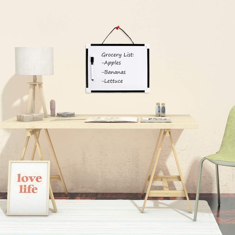 VIZ-PRO Magnetic Dry Erase Board, Small Hanging Board/Writing Whiteboard, Black