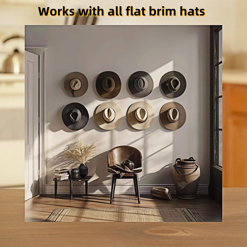 YVYAVGE 8 Pack Hat Hooks for Wall,Heavy-Duty Adhesive Cowboy Hat