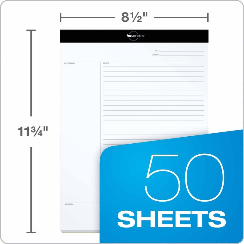 Oxford Tops FocusNotes Writing Pad, 8-1/2" x 11-3/4", 50 Sheets