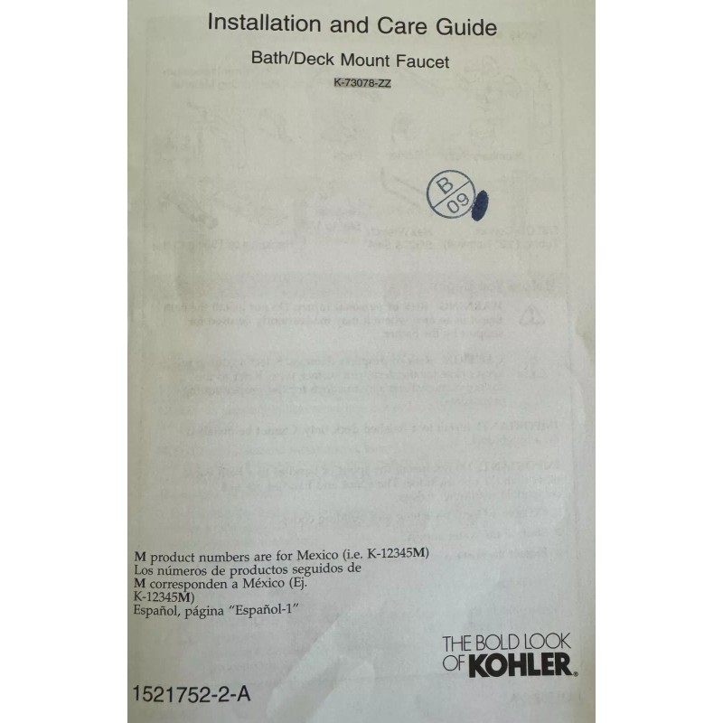KOHLER Special Composed K-73078-ZZ-CP Bath Deck Mount Faucet
