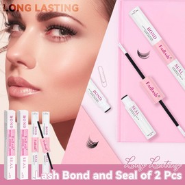 FADLASH Lash Bond and Seal Kit 2 Pcs Bond and Seal Lash Glue for Eyelash Clusters Waterproof Lash Clusters Glue Stong Hold Clear Long Lasting (10ml)