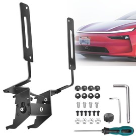 【Uptodate】 2026 New Model Y Juniper Original No Drill Front License Plate Holder - Fit for Model Y License Plate Holder Aluminum Alloy Removable No Drilling No Adhesives Lockable License Plate Frame