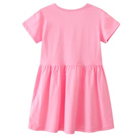 Baby Toddler Girl's Dresses Cotton Easter Cute Animals Spring Summer Short Sleeve Outfit Clothes Sundress Clothing Pink Squirrel/Rabbit 2t