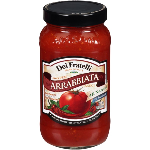 Dei Fratelli Arrabbiata Spicy Pasta Sauce –Vine-Ripened Tomatoes - No Water Added, Not from Tomato Paste – Non-GMO, Gluten-Free (24 oz. Jars, 8 pack)