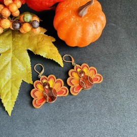 Lamora Jewelry THANKSGIVING TURKEY Fall Earrings for Girls with Hypoallergenic Titanium Posts