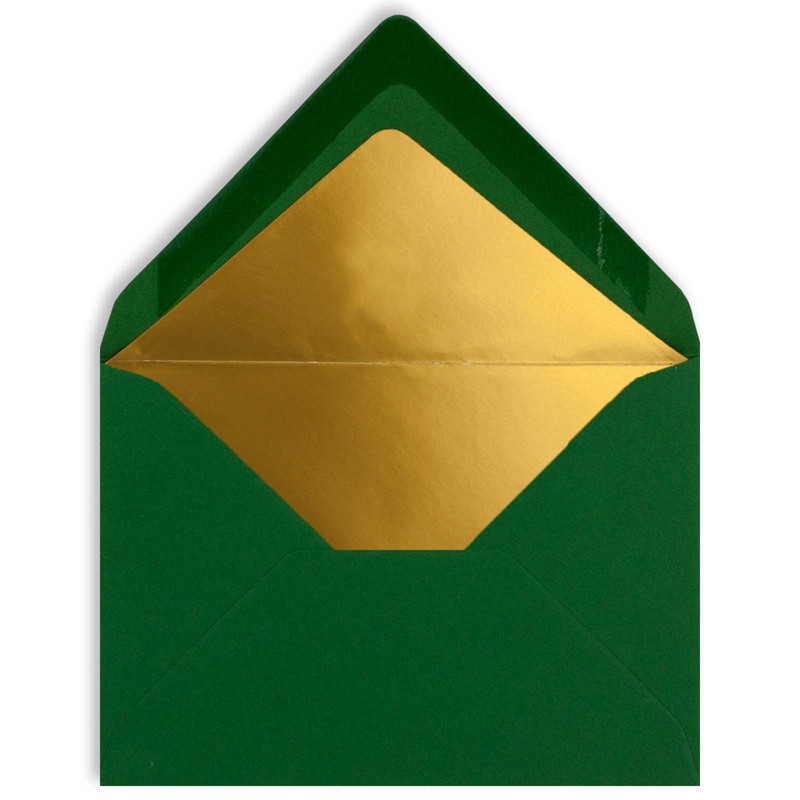 50 envelopes in dark green with gold lining, DIN C7