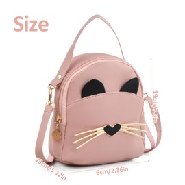 Girls Handbags, Mini Shoulder Bag, PU Shoulder Handbag for Kids Girls Toddlers, Cute Little Girls' Shoulder Bag Handbag Purse, Princess Mini Bags, Cat Cross Body Messenger Bag