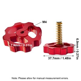 4 PCS 3D Printer Leveling Nuts Kit M4 Aluminum Hand Twist Leveling Nut Hot Bed Leveling Assembly with Springs & Screws Compatible with CR-10 / Ender 3 3D Printer - Red