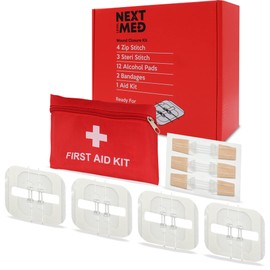 NEXT LEVEL MED Zip Stitch Wounds & Cuts Closure. First-Aid Kit Includes 3 Steri Stitch & 4 Zip Stitch, and Everything Else You Need to Treat Wounds and Cuts Without Stitches