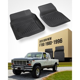 All Weather Floor Mats for Ford F150/Ford Bronco 1980-1996, F-250/F350 1980-1997 Classic Ford Truck Accessories 1980-1986 1987 1988 1989 1990 1991 1992-1996 Waterproof Nonslip TPE Liner Cover Black
