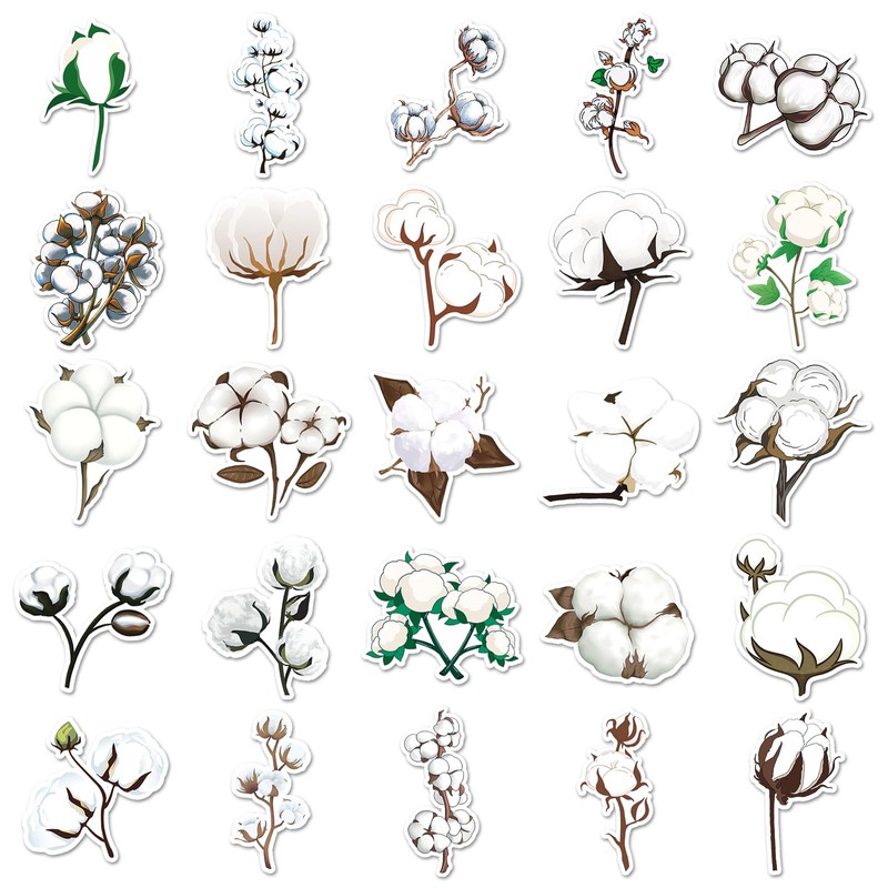 50 Pcs Cotton Stickers, 1.91-3.15 Inches Soft Fluffy Cotton Decals,