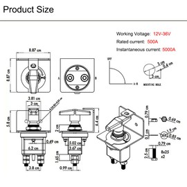Woopeey 20247 Battery Disconnect Switch 12V-36V Battery Kill Switch with Lockout Plate Fits Negative Battery Doctor Fixed Handle Isolator for Car, Auto, Boats and RV
