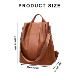 AfitLulu Womens Backpack Anti-Theft Shoulder Bags Women with Detachable Shoulder Strap, Women's Fashion Backpacks Large Capacity Ladies Handbags PU Leather Travel Rucksack with Handle (Brown)